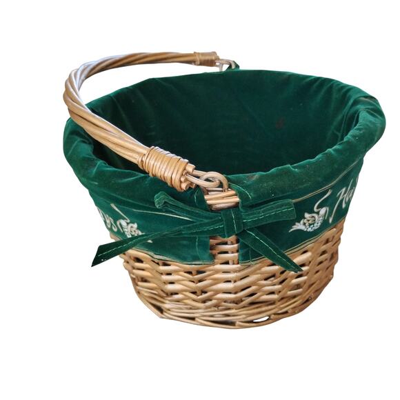 🎄Wicker Willow Basket 'Happy Holidays' 💛💚 Swivel Handle Christmas Gift Basket - Picture 4 of 15